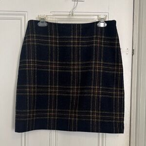 Boden Navy and Tan Plaid Pencil Skirt